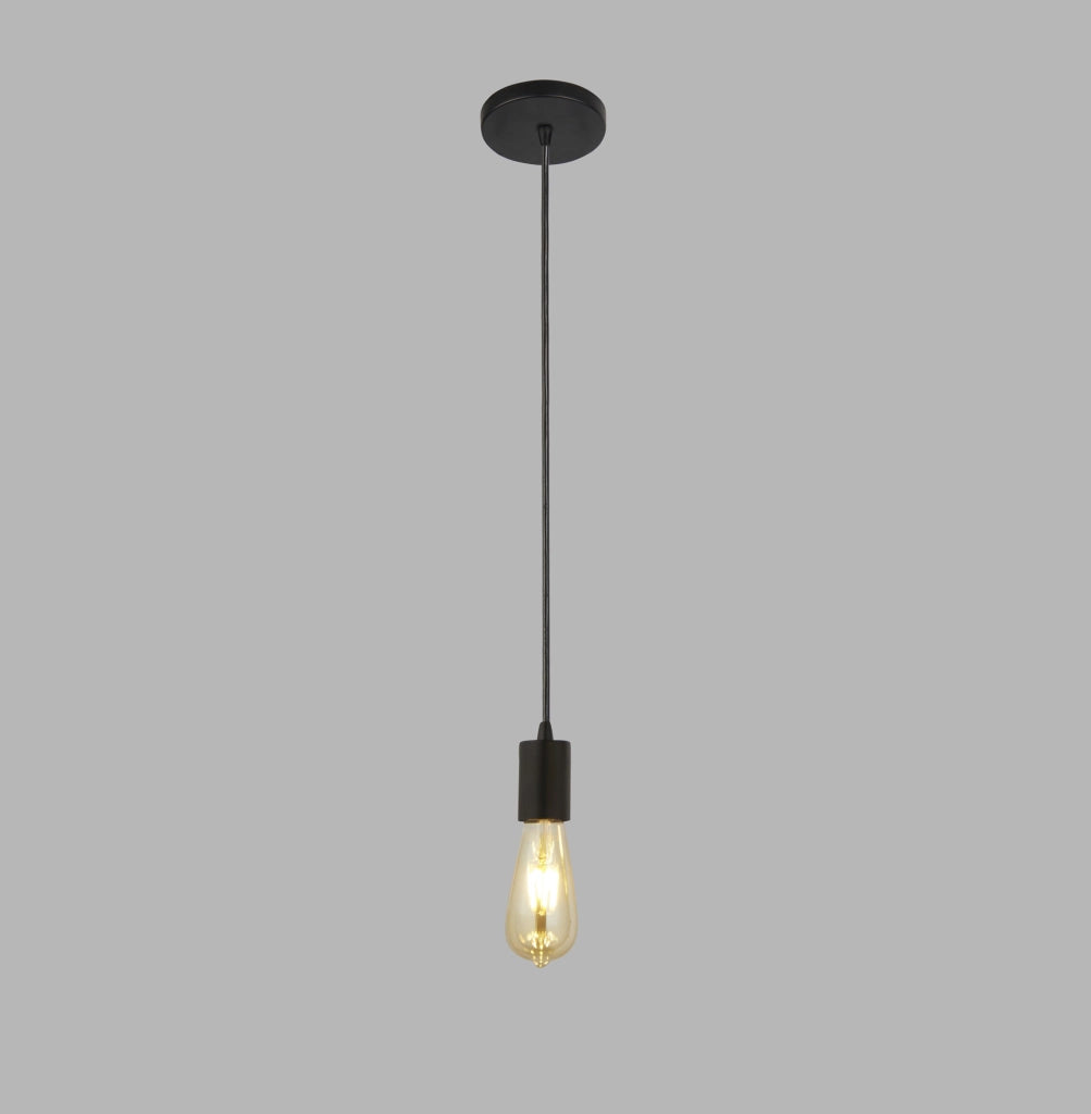 Sospensione Industrial-Nordico Squiggle Acciaio Nero 1 Luce E27