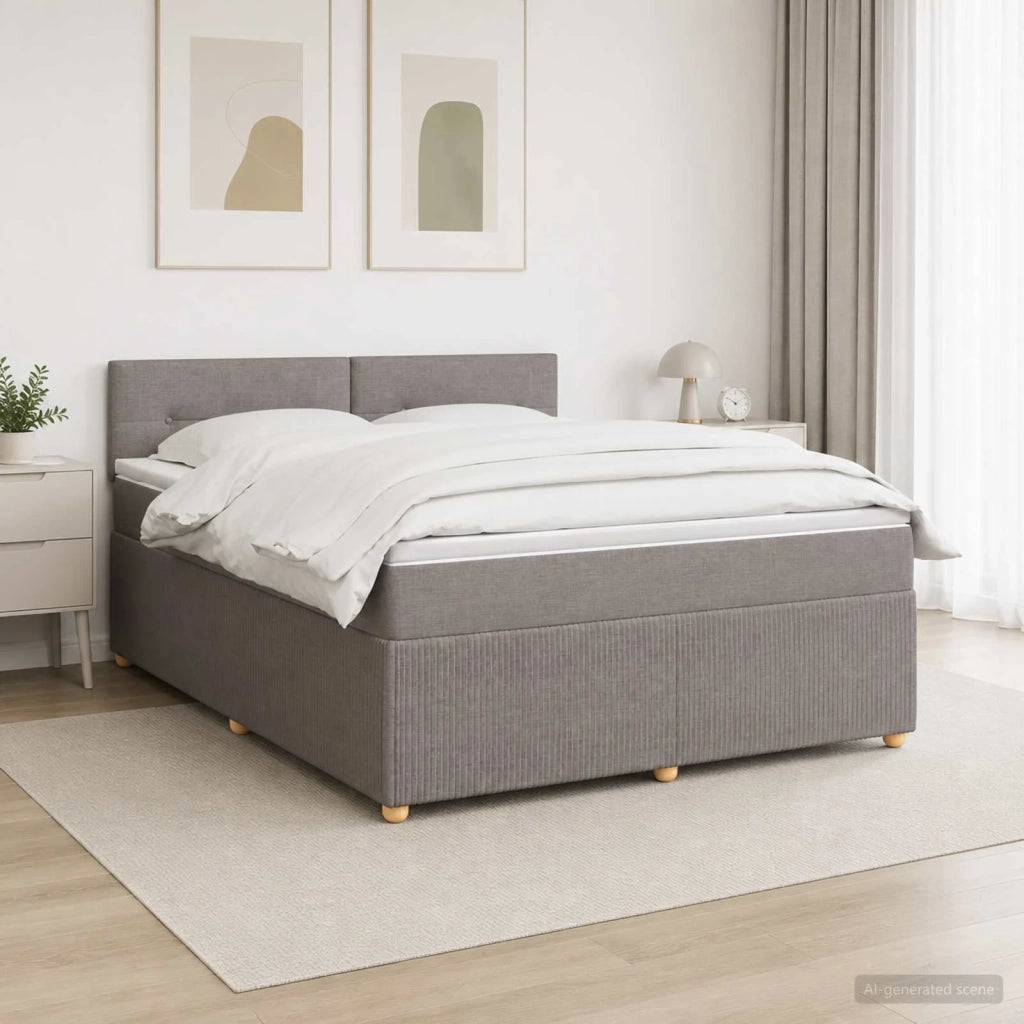 Letto box spring con materasso Tortora 140 x 190 cm Tessuto 3452929
