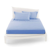 Trade Shop - Completo Da Letto Matrimoniale Tinta Unita Lenzuola Coordinato Copricuscini - Azzurro