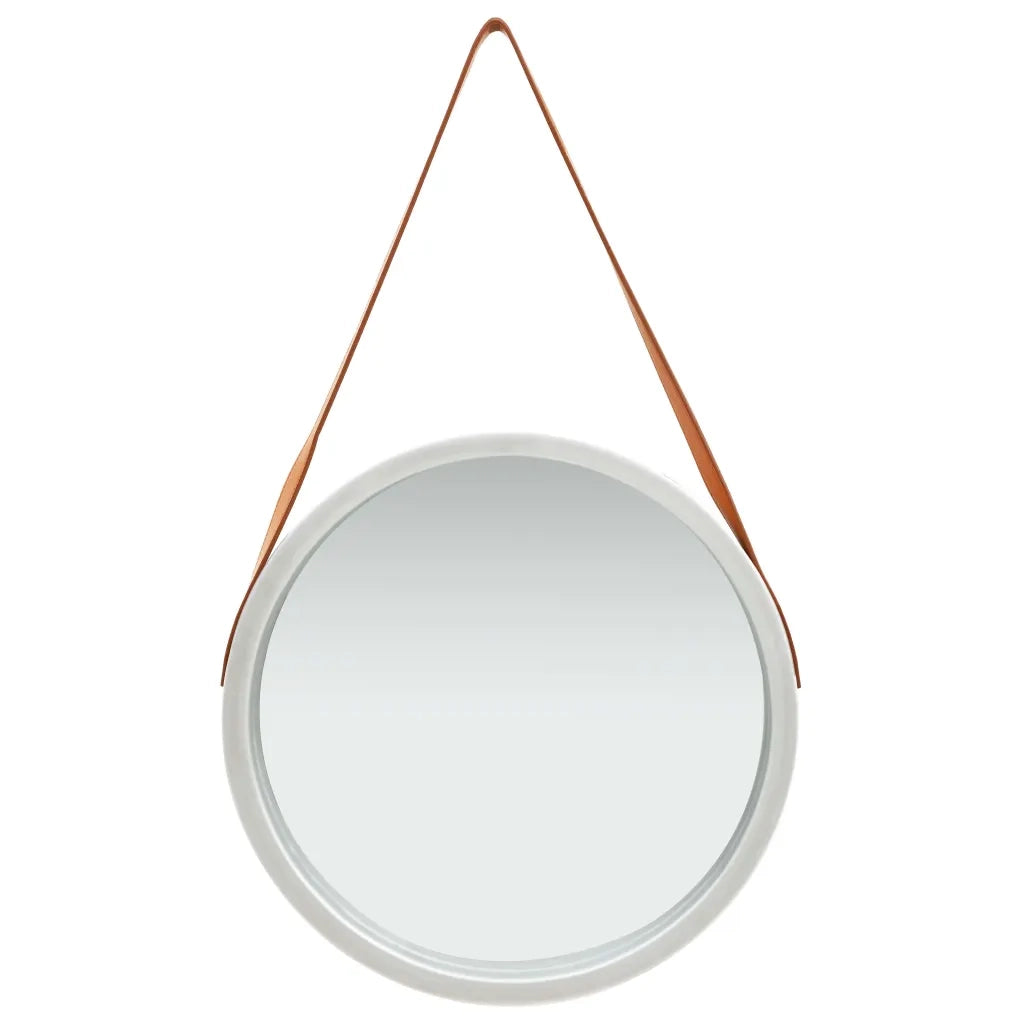 Specchio da Parete con Cinghia-Specchio a Muro-Specchio Decorativo 50 cm Argento