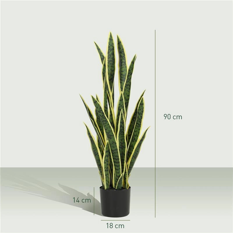 SANSEVERIA ARTIFICIALE IN VASO DA ESTERNO E INTERNO CON 21 FOGLIE MODELLABILI, Ï20X90 CM