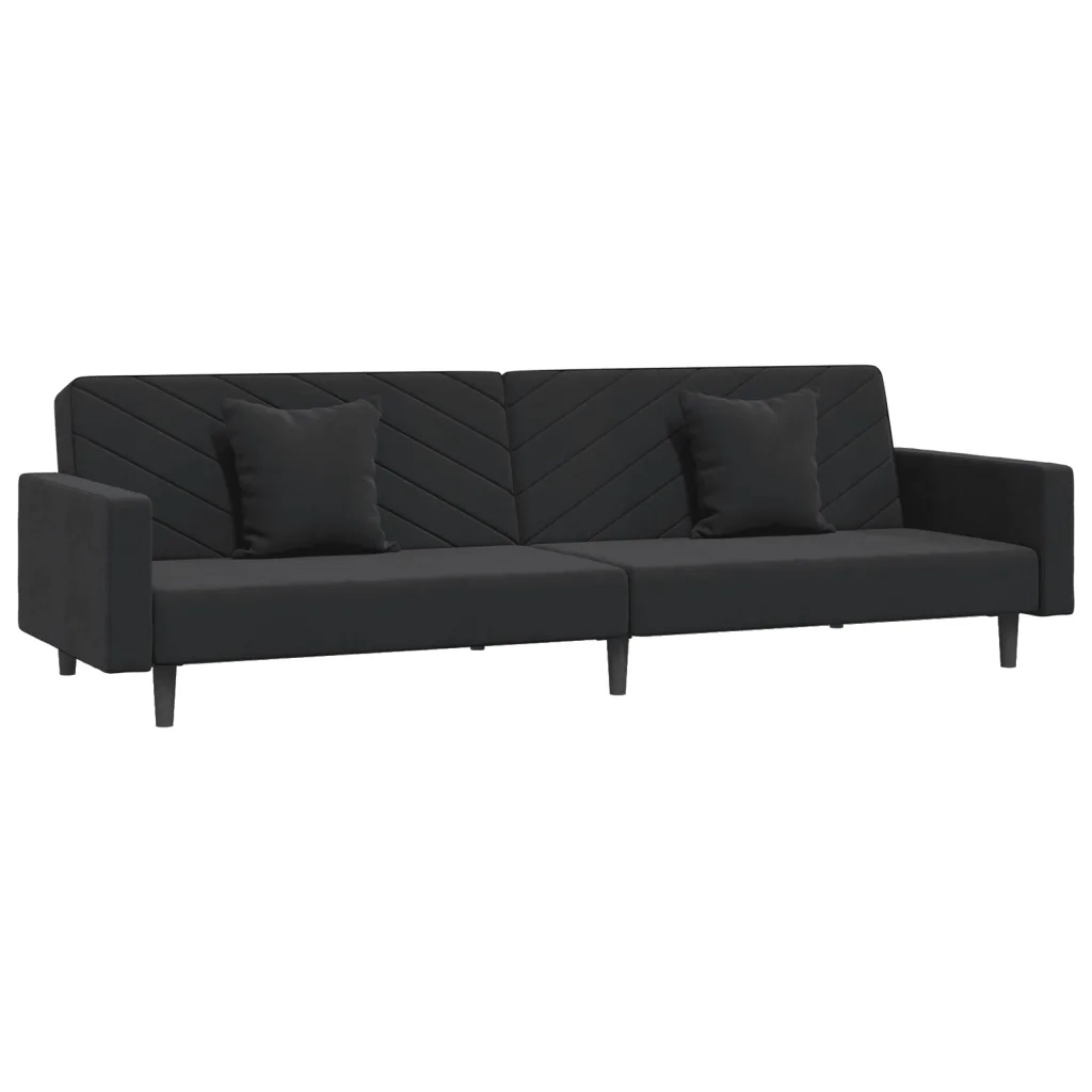 Divano letto | Sof¨¤ letto | Letto singolo a 2 Posti con 2 Cuscini Nero in Velluto