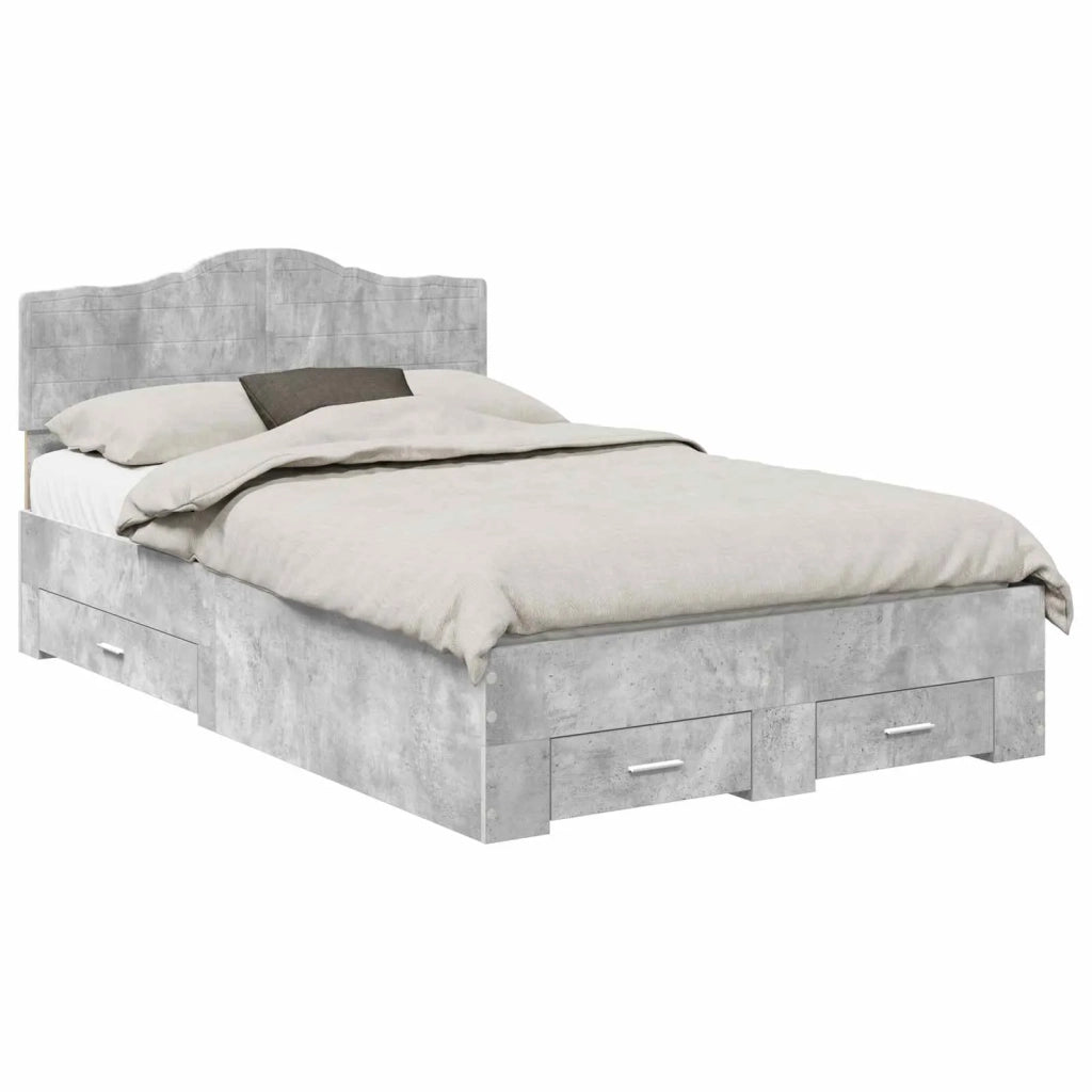 Struttura del letto con testiera Grigio cemento 120 x 200 cm