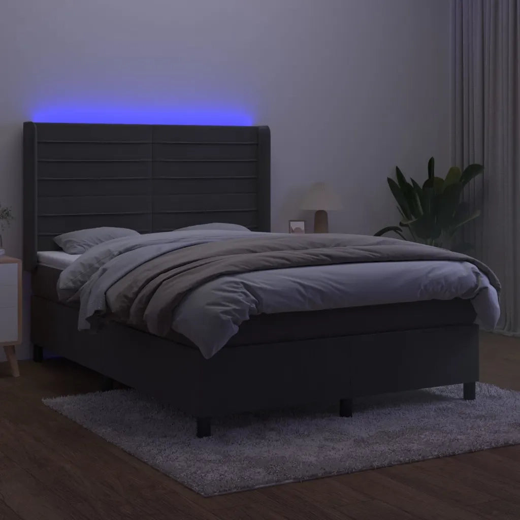 Letto a Molle con Materasso e LED Grigio Scuro 140x200 cmcod mxl 99442