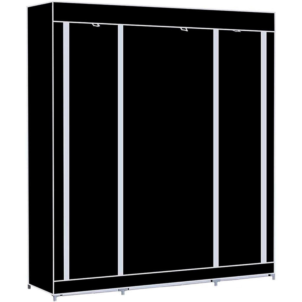 Armadio da toeletta in tessuto Nyana Home 170x150x45cm, 3 ante, 11 fori, 1 armadio nero