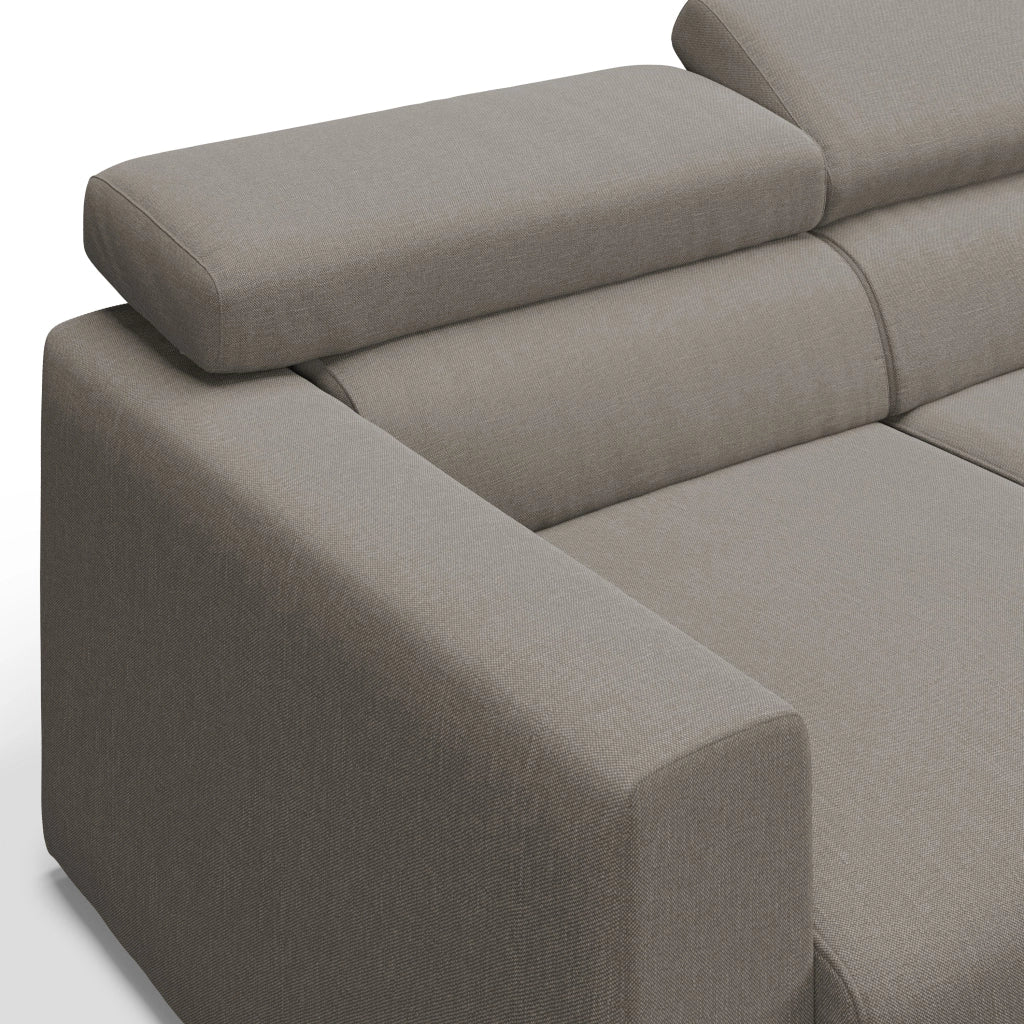 Dylan Divano a 3 sedute con estraibile a cassettone in tessuto simil cotone impermeabile T13 240 cm tortora