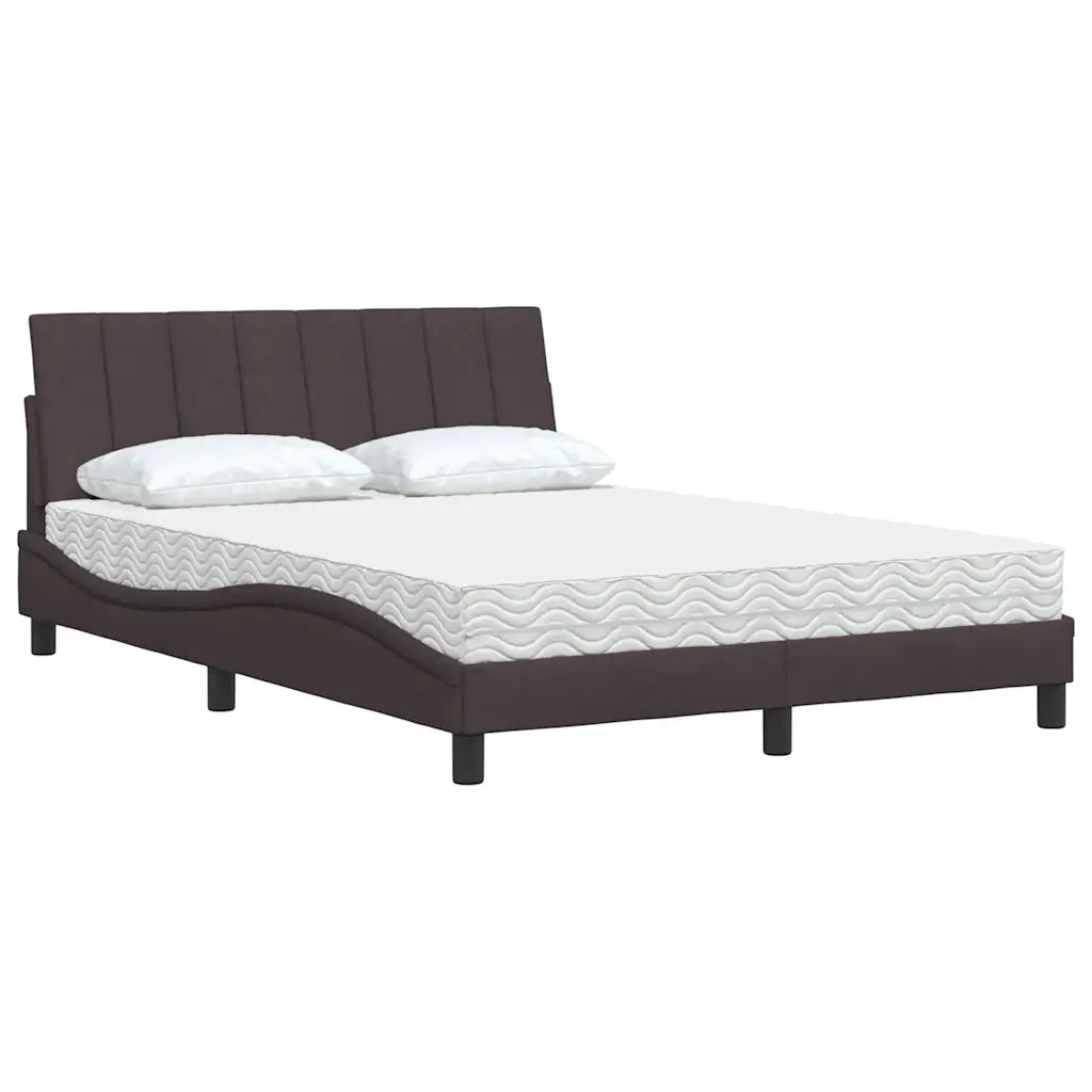 Letto con Materasso Hanko Marrone Scuro 120x200cm Tessuto 3310520