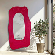 Specchio Pregola, Specchiera, Articolo d'arredo a muro, Decorazione con specchio, 90x4 h165 cm, Fucsia