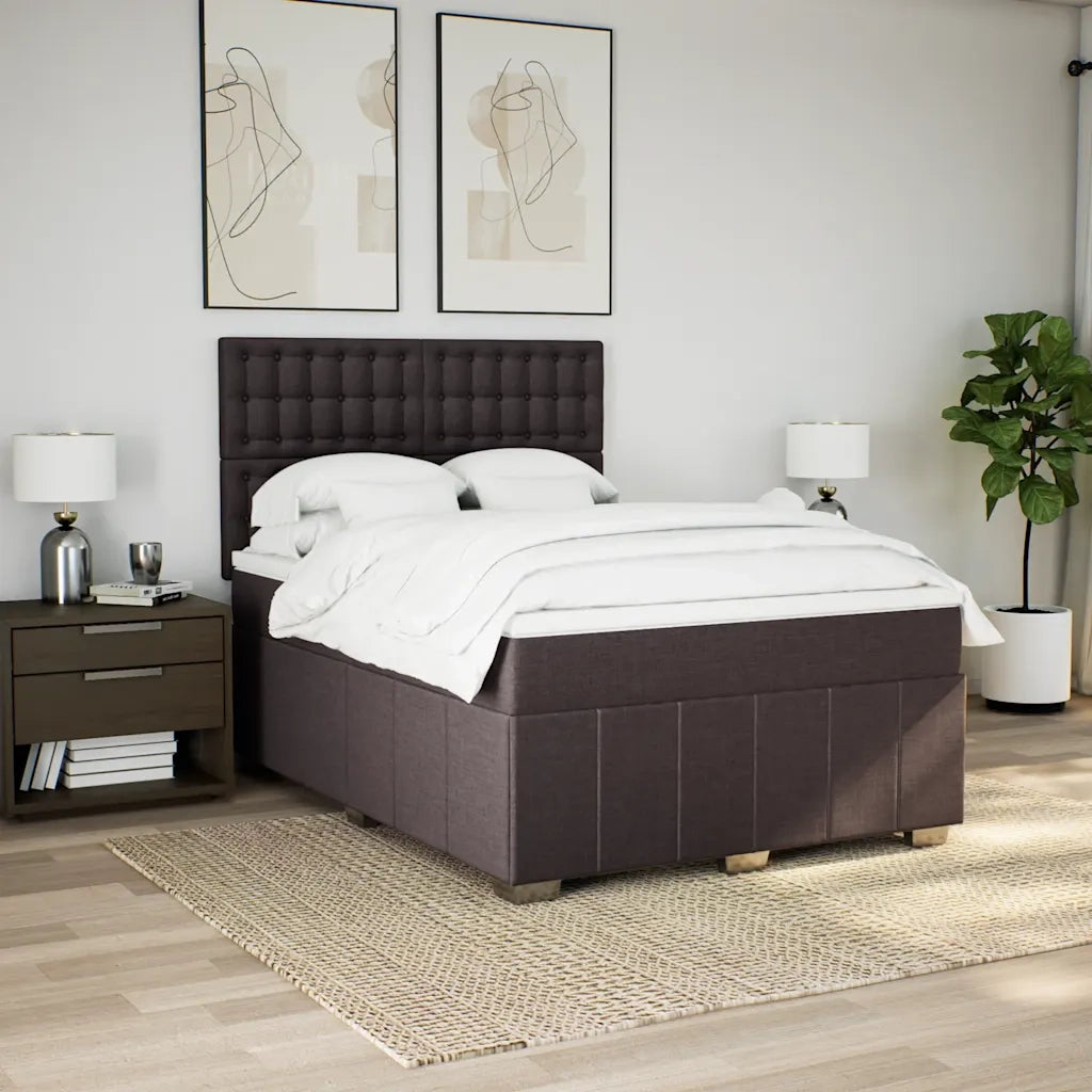 vidaXL Giroletto a Molle con Materasso Marrone Scuro 140x190cm Tessuto