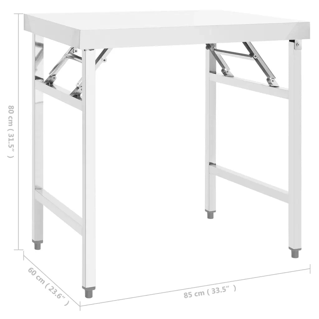 Tavolo da Lavoro Cucina Pieghevole 85x60x80 cm in Acciaio Inox CFW4137896