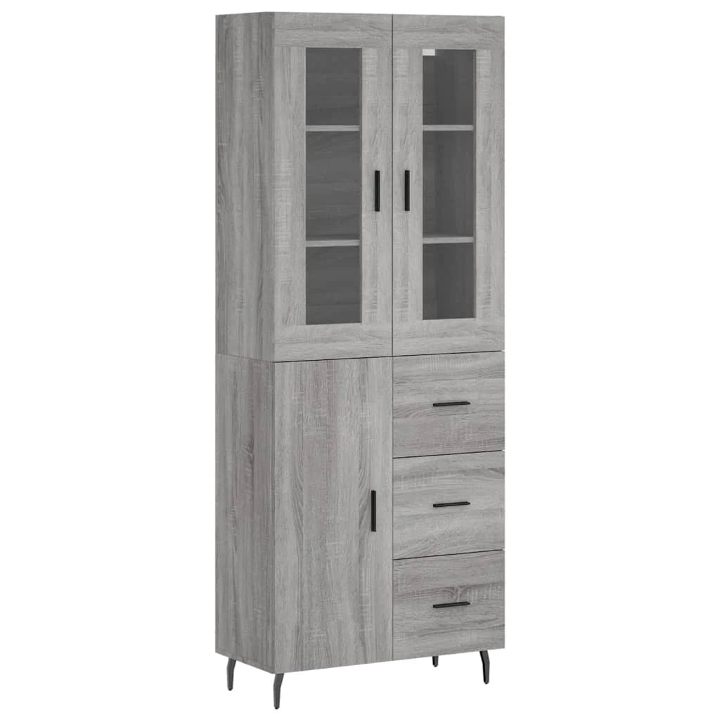 Buffet credenza cassettiera armadio mobile contenitore organizer cucina soggiorno salotto rovere Sonoma alto 69,5 x 34 x 180 cm legno ingegnerizzato grigio 02_0035569