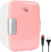 Mini frigorifero 5L - maniglia - Ideale per il trucco - Con specchio a LED trasportabile - DC/AC - 12/220V - Raffreddamento e riscaldamento - rosa