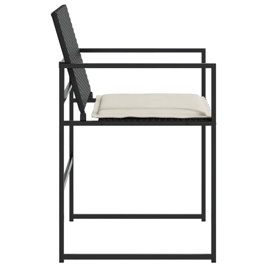 Sedie da Giardino con Cuscini 4 pz | Sedie da Esterno Nere in Polyrattan