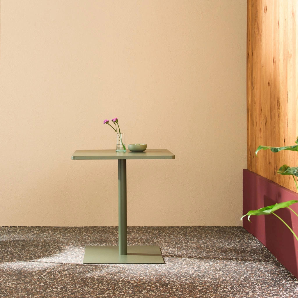 Tavolo da giardino quadrato in acciaio, 70cm, verde kaki