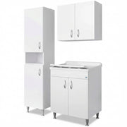 Mobile lavanderia lavatoio in nobilitato idrofugo  Lavatoio 60x50 con colonna e pensile 2 ante  Bianco da interno  Negrari