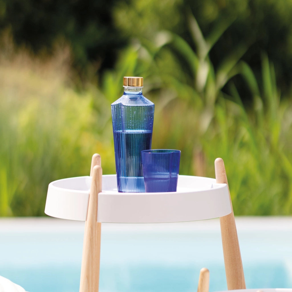 Set 6 Bicchieri Handy Tumbler in vetro soffiato blu, design ergonomico impilabile, ideale per uso quotidiano, lavabile in lavastoviglie, 6x pezzi