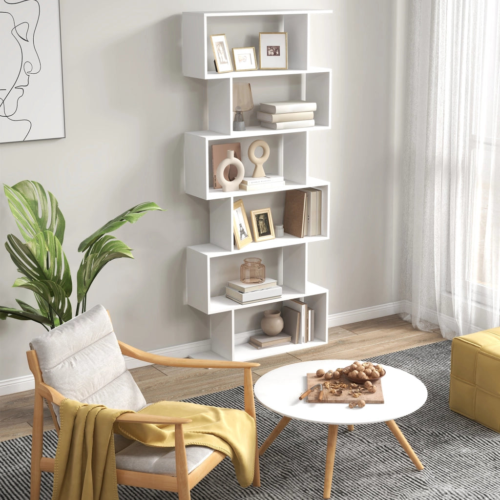 Libreria Design Zig Zag Moderna 6 Livelli ¨C zephmum ¨C Bianco 80x23x192 cm