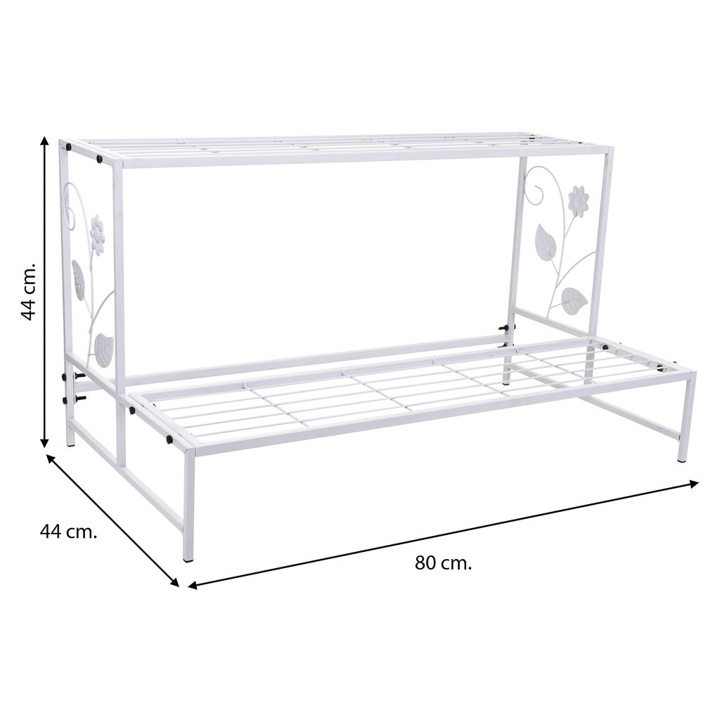 Supporto portavaso in metallo bianco 80x44x44h