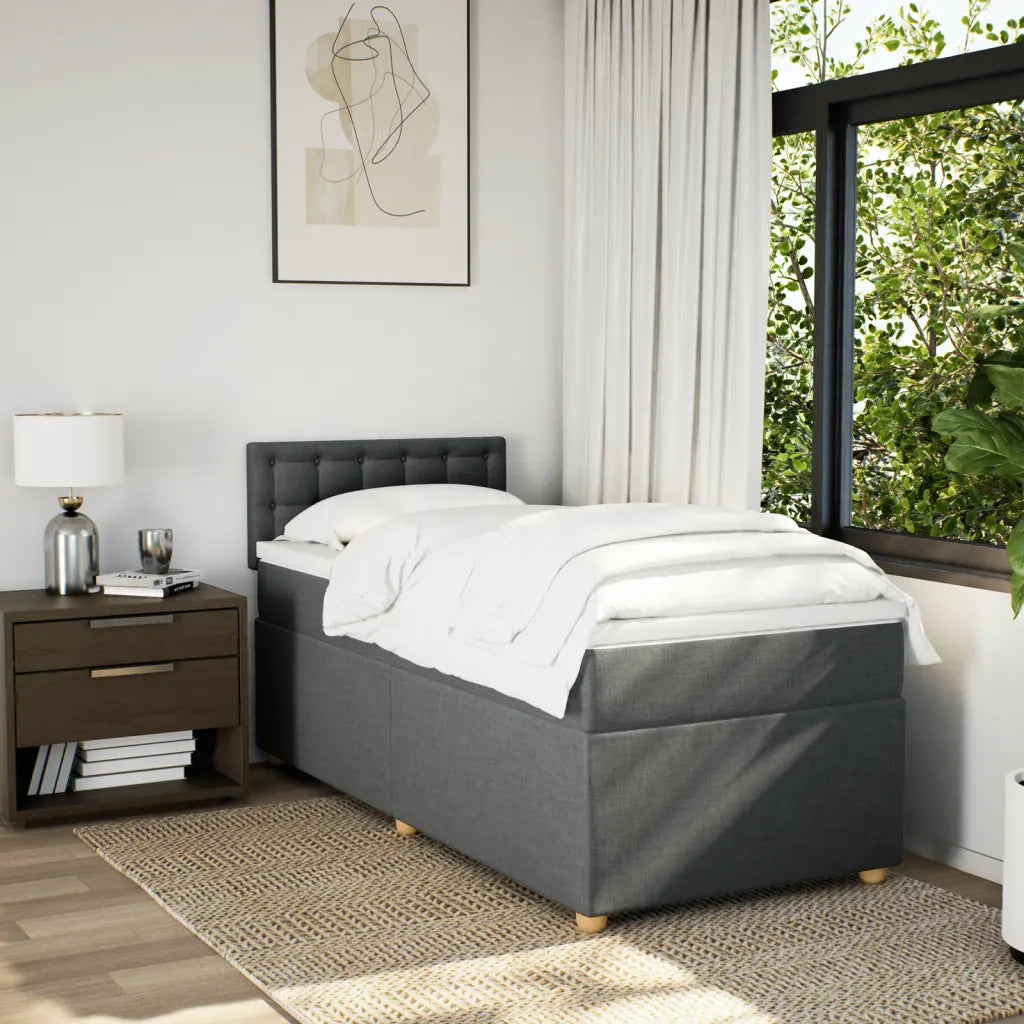 Giroletto a Molle con Materasso Grigio Scuro 90x190 cm Tessuto 3288850