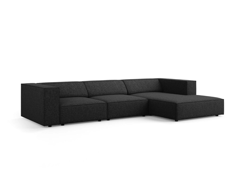 Cosmopolitan Design - Divano angolare destro "Arendal" 4 posti in ciniglia nero 