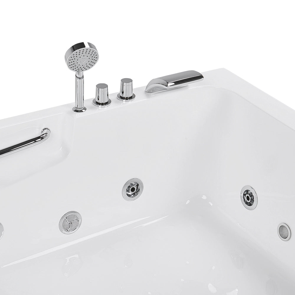 Vasca Idromassaggio Acrilico Bianco 170 x 119 cm Luci LED Subacquee Curvo versione destra Doppio Idromassaggio