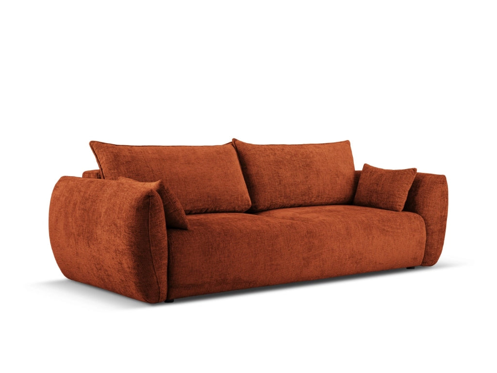 Cosmopolitan Design - Divano convertibile con contenitore "Matera" 3 posti in ciniglia terracotta 