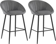 Set di 2 Sgabelli Bar Oversize 54x36 cm, Sgabelli Cucina Moderni, Sedie da Bar con Schienale e Poggiapiedi, per Bistrot Caffetteria, in Velluto e Metallo, Verde Scuro