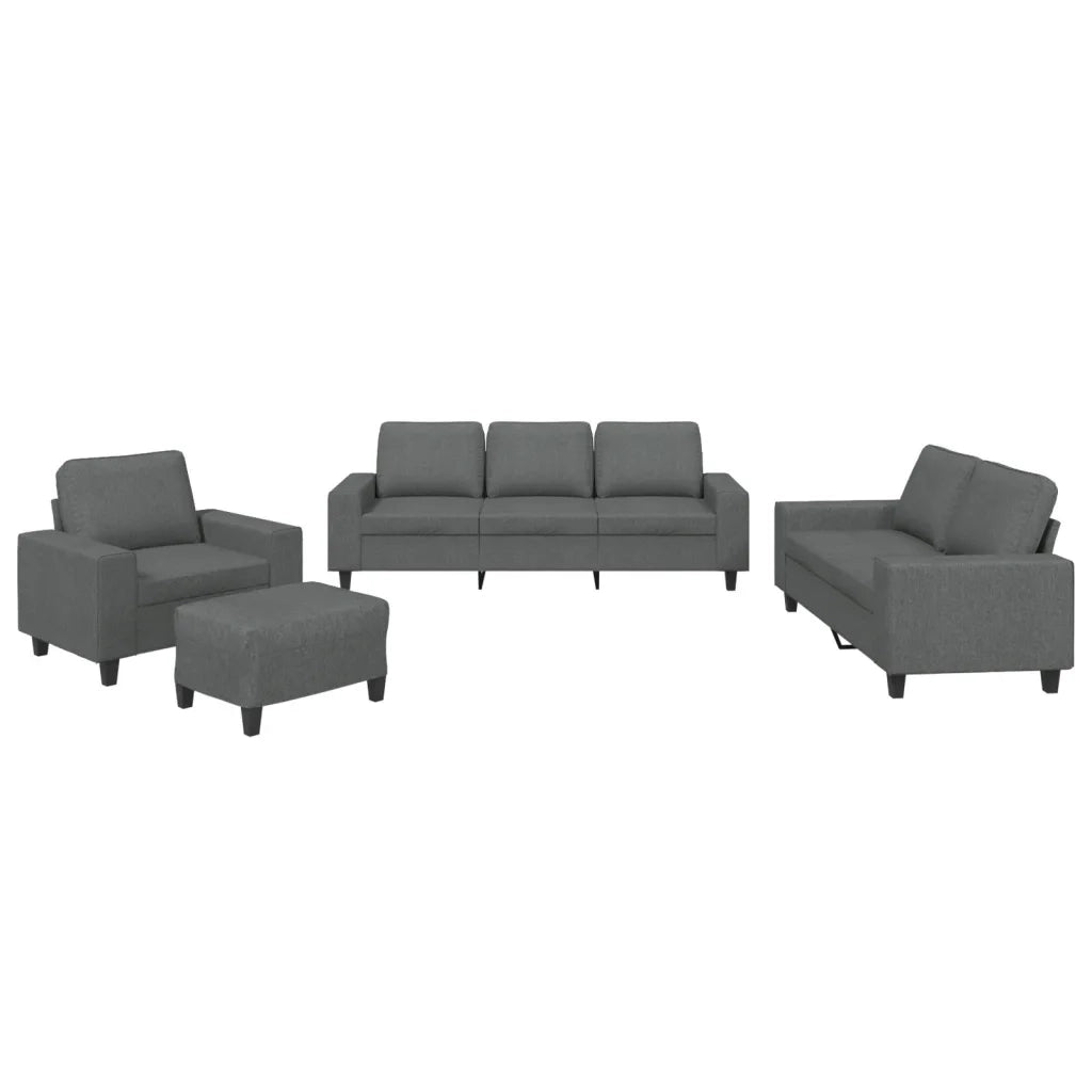 Set di Divani 4 pz Grigio Scuro in Tessuto 3201875