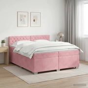 Letto box spring con materasso Rosa 200 x 200 cm Velluto 3450781