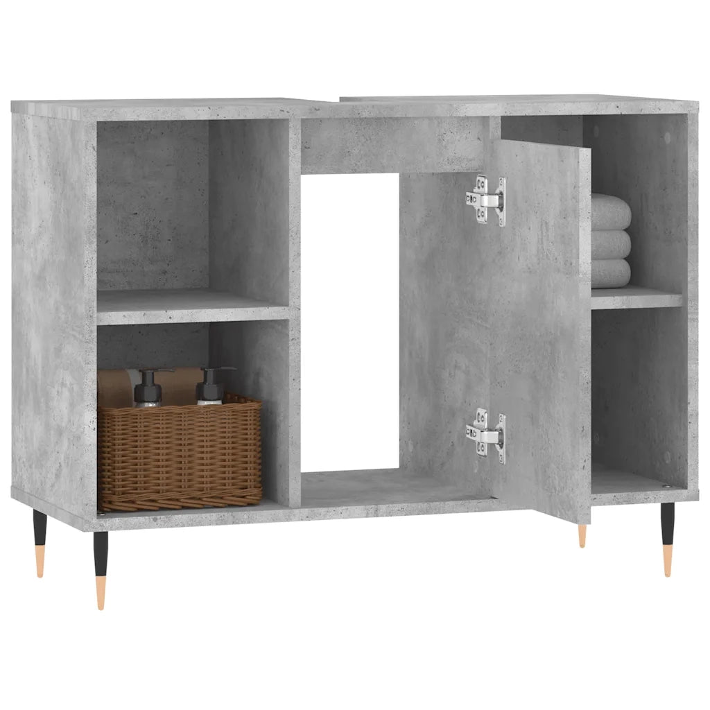 Armadietto da Bagno Grigio Cemento 80x33x60cm Legno Multistrato 831624