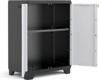 Armadio Basso in Resina per Esterno con 1 Ripiano Regolabile Colore Grigio e Nero Linear Keter