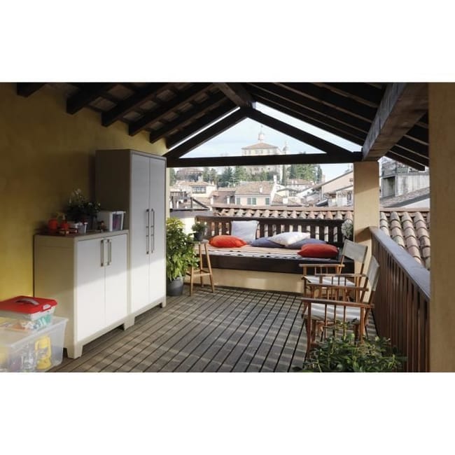 ARMADIO TUTTOPIANI IMPERMEABILE GULLIVER KETER  PPL SABBIA BEIGE 2 ANTE CM 80X44 H.CM 182