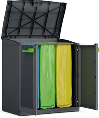 Armadietto Raccolta Differenziata in Resina per Esterno con 3 Scomparti e Coperchio Superiore Colore Antracite Moby Recycling Keter