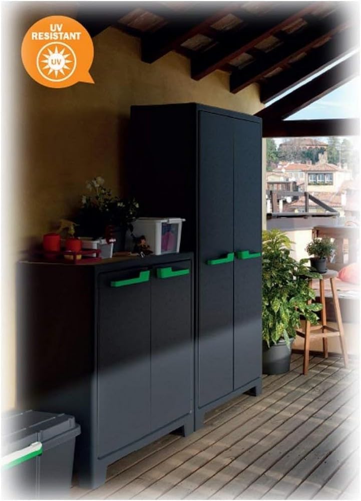 Armadietto Raccolta Differenziata in Resina per Esterno con 3 Scomparti e Coperchio Superiore Colore Antracite Moby Recycling Keter