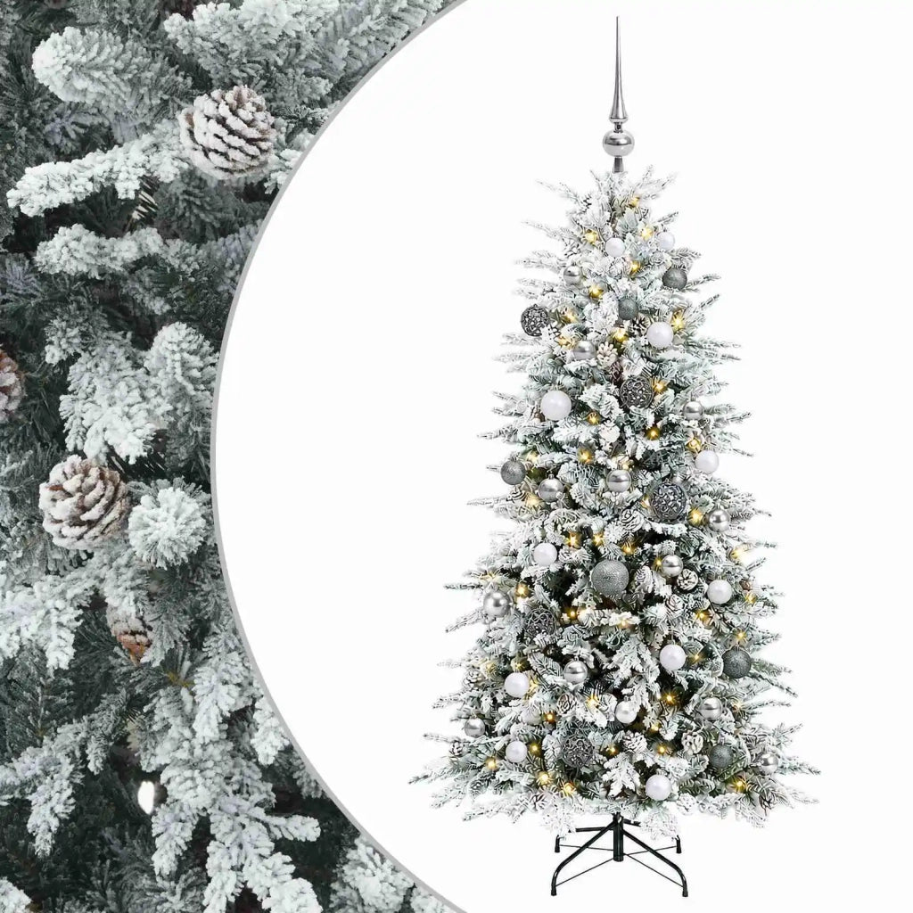 Albero di Natale artificiale con palline 120 cm 150 LED 3466195