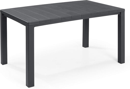 Tavolo da Giardino in Resina Effetto Legno con Struttura Rinforzata per 6 Persone Colore Grafite Julie Keter