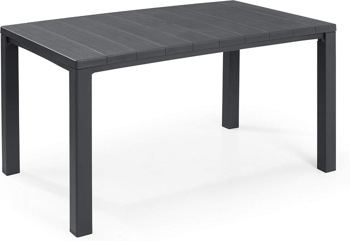 Tavolo da Giardino in Resina Effetto Legno con Struttura Rinforzata per 6 Persone Colore Grafite Julie Keter
