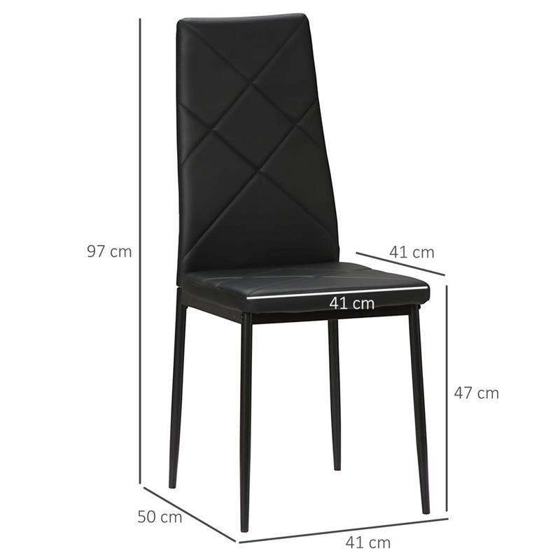 SET DI 4 SEDIE DA PRANZO CON SCHIENALE ALTO IN FINTA PELLE E ACCIAIO 41X50X97CM