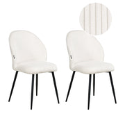 Set di 2 sedie da pranzo Rivestimento in velluto a coste Seduta imbottita Gambe in ferro bianco scuro