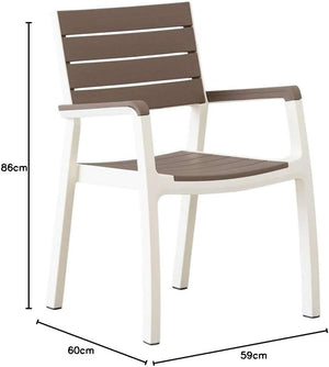 Sedia da Giardino con Braccioli in Resina Effetto Legno Impilabile Colore Bianco e Cappuccino Harmony Keter