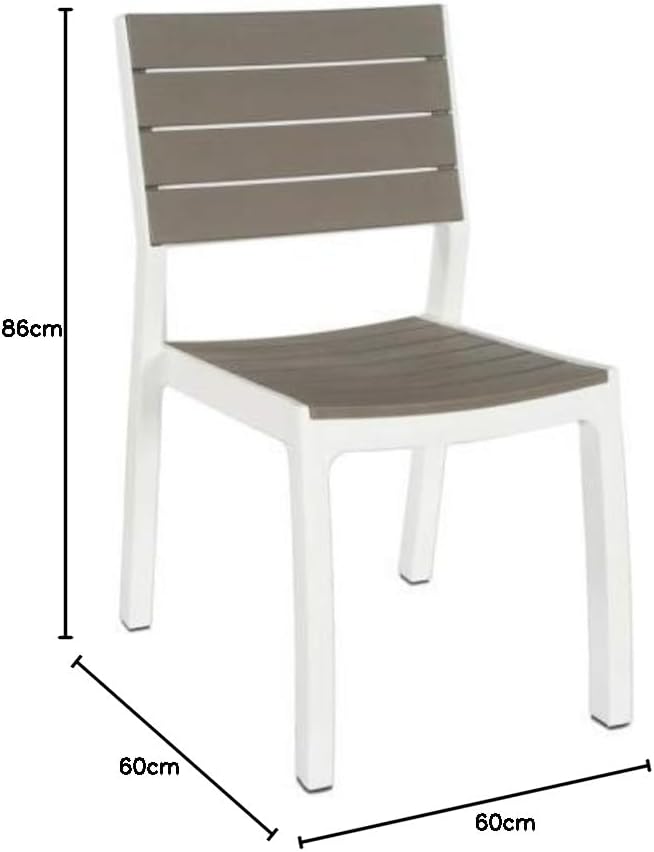 Sedia da Giardino in Resina Effetto Legno Impilabile Colore Bianco e Cappuccino Harmony Keter