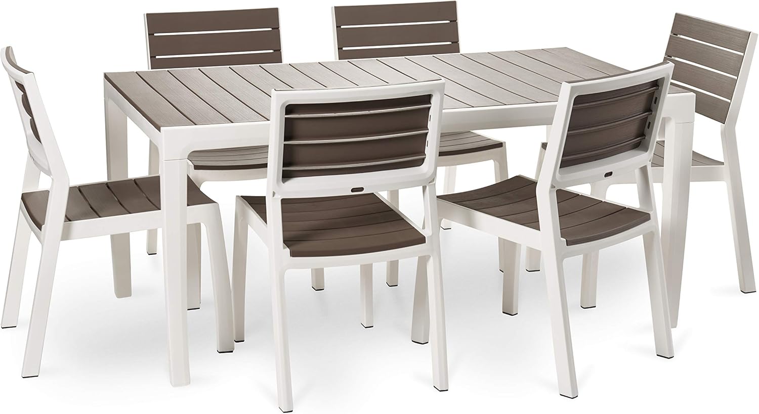Sedia da Giardino in Resina Effetto Legno Impilabile Colore Bianco e Cappuccino Harmony Keter