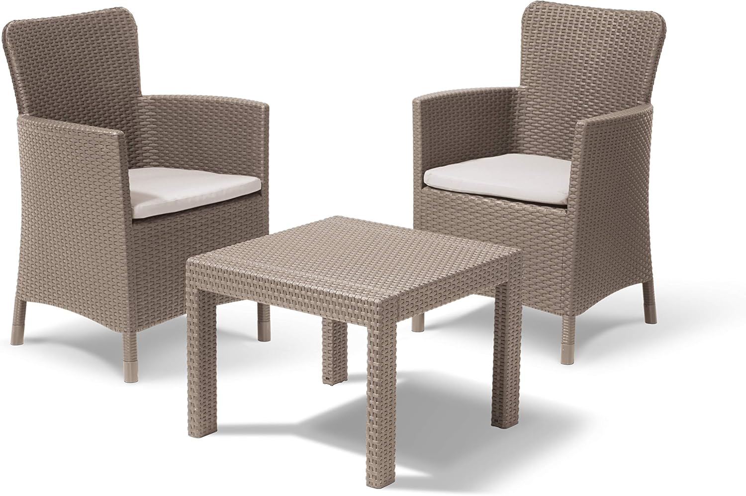 Set da Giardino 3 Pezzi in Rattan Sintetico con Cuscini Colore Cappuccino Modello Salvador Balcony Keter