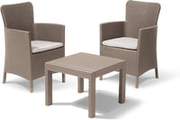 Set da Giardino 3 Pezzi in Rattan Sintetico con Cuscini Colore Cappuccino Modello Salvador Balcony Keter