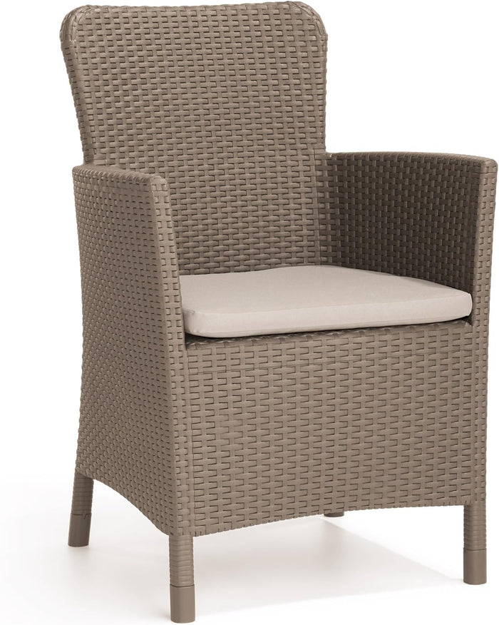 Set da Giardino 3 Pezzi in Rattan Sintetico con Cuscini Colore Cappuccino Modello Salvador Balcony Keter