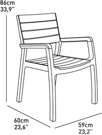 Sedia da Giardino con Braccioli in Polipropilene Effetto Rattan e Doghe Legno Colore Bianco e Cappuccino Harmony Armchair Keter