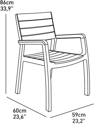 Sedia da Giardino con Braccioli in Polipropilene Effetto Rattan e Doghe Legno Colore Bianco e Cappuccino Harmony Armchair Keter