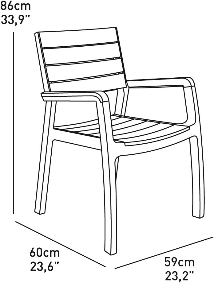 Sedia da Giardino con Braccioli in Polipropilene Effetto Rattan e Doghe Legno Colore Bianco e Cappuccino Harmony Armchair Keter