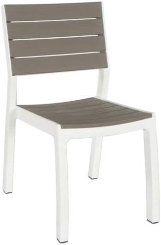 Sedia da Giardino in Polipropilene Effetto Rattan e Doghe Legno Colore Bianco e Cappuccino Harmony Keter