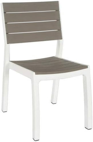 Sedia da Giardino in Polipropilene Effetto Rattan e Doghe Legno Colore Bianco e Cappuccino Harmony Keter